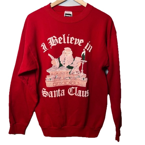 Vintage I Believe in Santa Clause Christmas Sweatshirt Tultex sz XL Made in USA - Picture 1 of 7